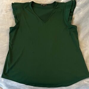 Adrianna Papell Deep Green V-Neck Blouse